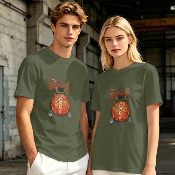 Olive T-Shirt with Flaming Devil Fruit Graphic Print