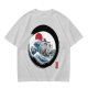 Olive T-shirt with Great Wave Enso Circle and Red Sun Print