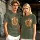 Olive t-shirt with cute capybara 'I'm capy-pletely fine' graphic