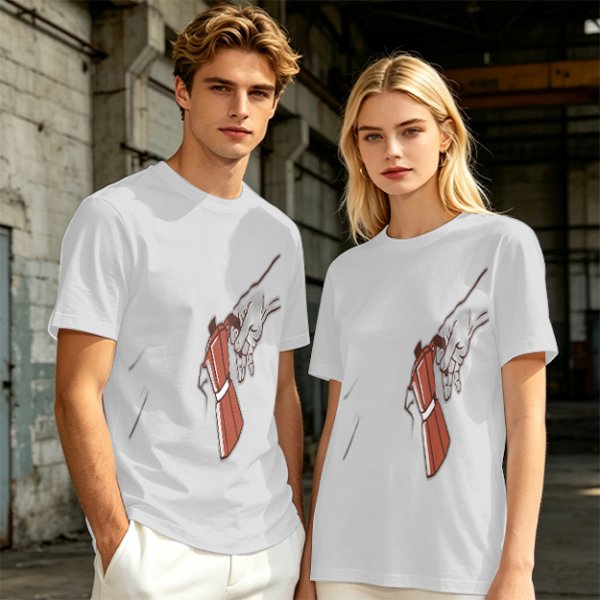 Oversized Olive T-Shirt With Mechanical Hand Holding Gun Graphic