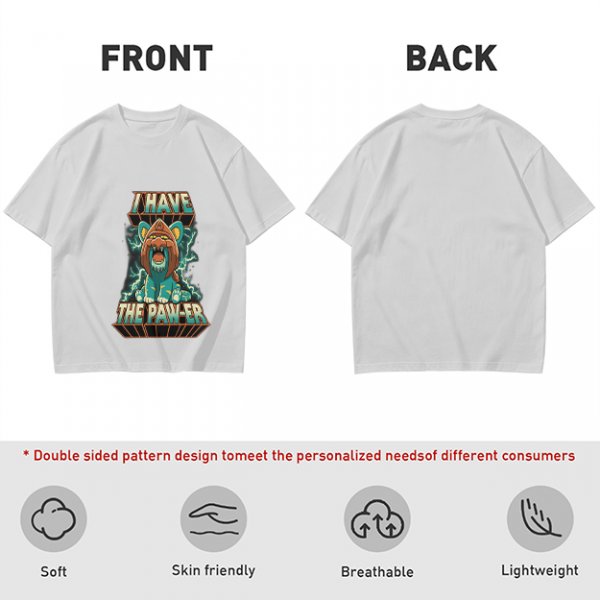 I Have The Paw-er Lion Graphic Olive T-Shirt