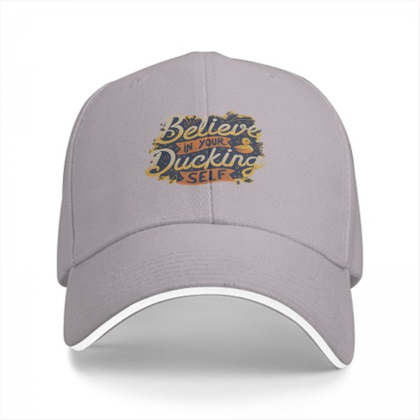 Believe In Your Ducking Self Graphic Black Baseball Cap