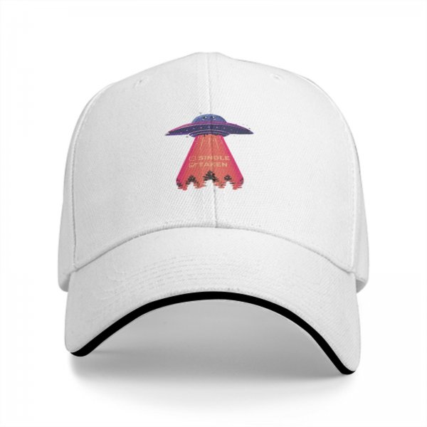 Black baseball cap with UFO abduction 'Single Taken' graphic