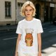 Olive green t-shirt with grumpy fox offering a hug graphic