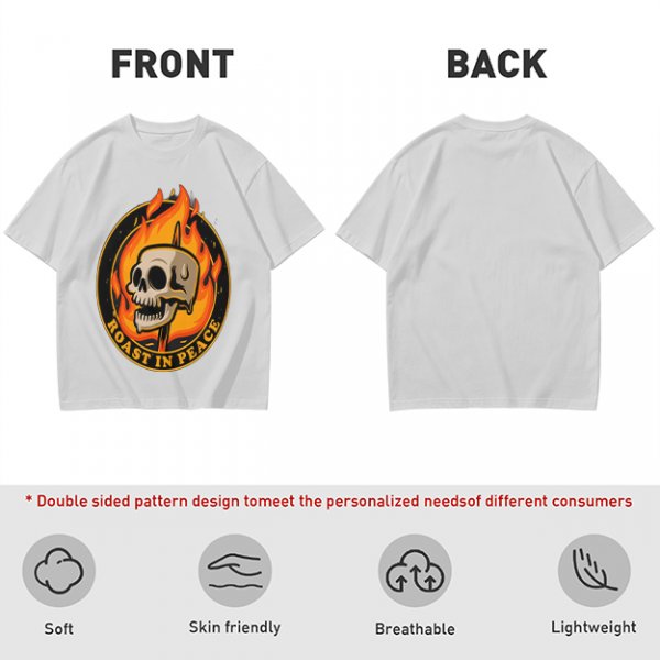 Olive T-Shirt With Roast In Peace Flaming Skull Graphic