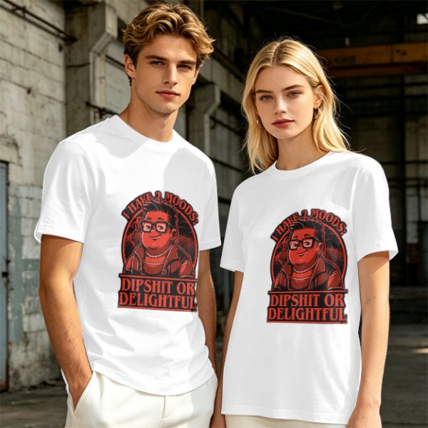 Olive Graphic T-Shirt With 'I Have 2 Moods: Dipshit Or Delightful' Print