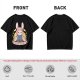 Olive T-shirt with Cute Rabbit Character and Japanese Text Print