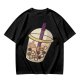 Olive T-Shirt With Halloween Themed Boba Tea Graphic