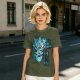 Olive Green T-Shirt With Alien Warrior Graphic Print