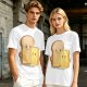 Olive T-Shirt With Cute Cartoon Bread And Butter Graphic