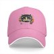Black Baseball Cap With Cute Maneki-neko Cat Eating Ramen Design