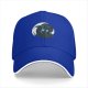 Black Baseball Cap With Glowing Blue Dragon And Sword Print