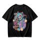 Olive T-Shirt With Maneki-Neko Sabertooth Cat And Crow Art