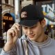 Black Baseball Cap With Cute Bagel Themed Hamster Art