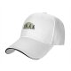 Black baseball cap with walking silhouettes against a moon backdrop
