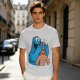 Olive T-shirt with Cookie Monster covering gingerbread man’s eyes