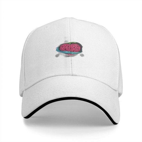Black baseball cap with pink brain and blue ring graphic