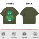 Olive Green T-Shirt With Studio Ghibli Clover Graphic Print