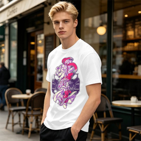 Olive Green T-Shirt With Fantasy Character Graphic Print