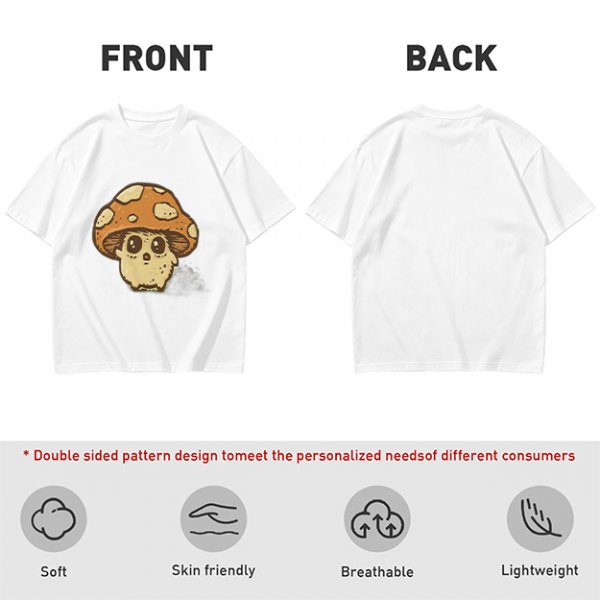 Olive Green T-Shirt With Cute Mushroom Skull Graphic