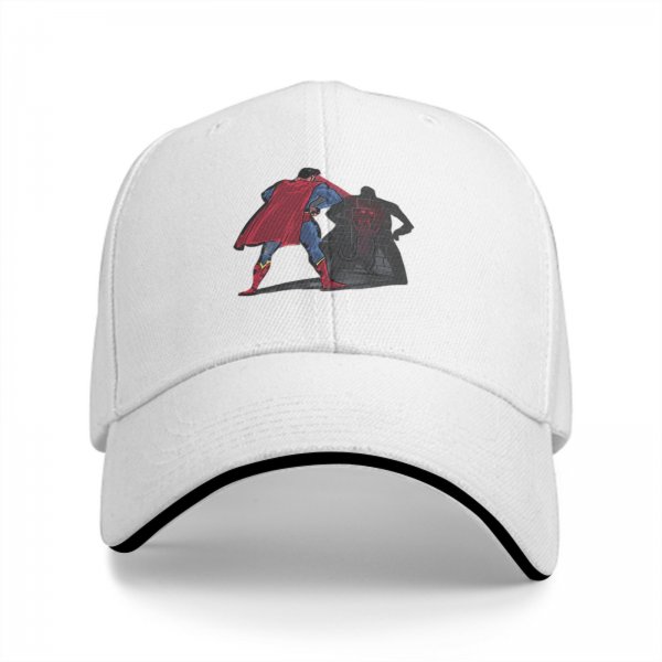 Black baseball cap with Superman and Batman shadow graphic