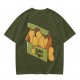 Olive T-Shirt With Cappy Nuggets Cartoon Print