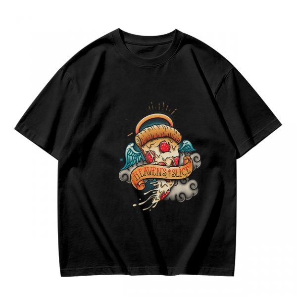 Olive T-Shirt With Angel Pizza Slice 'Heaven's Slice' Graphic