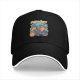 Black Baseball Cap with Psychedelic Ice Cream Monster Graphic Print