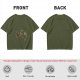 Olive Green T-Shirt With Knight Vs Rooster Fantasy Graphic Print