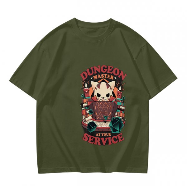 Dungeon Master At Your Service Cat Graphic T-Shirt