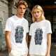 Olive graphic t-shirt with raccoons and 'Bring Us All The Trash' text
