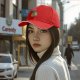 Black baseball cap with cheese and mice graphic print