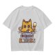 Olive T-Shirt With Cat Eating Snacks Frequent Snacks Print