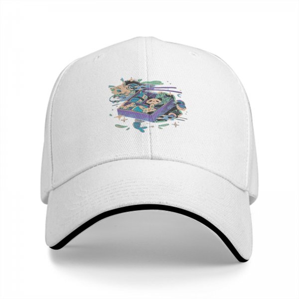 Black Baseball Cap With Whimsical Sushi Cat Bento Box Art