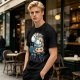 Olive T-shirt with Tangled Orange Cat Yarn It Print
