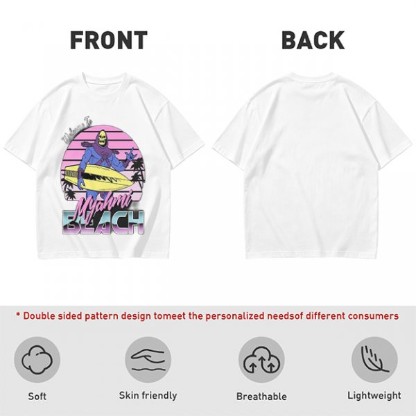 Welcome to Myahmi Beach Skeletor Surf Graphic T-Shirt