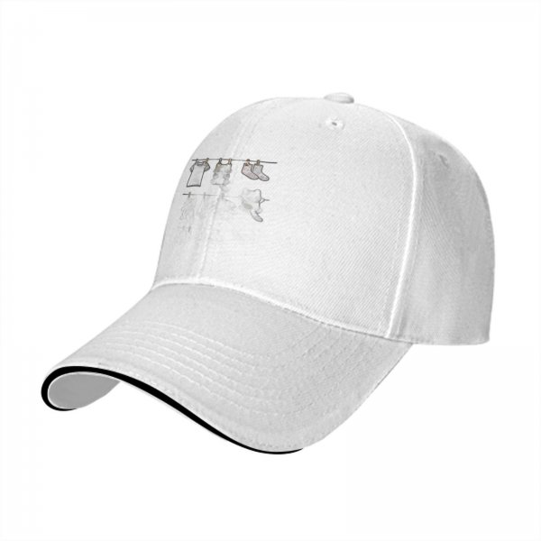 Black Baseball Cap With Clothesline Laundry Graphic Design