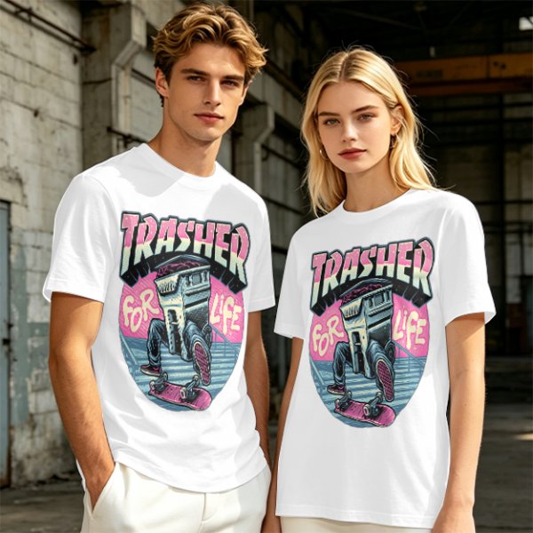 Olive T-Shirt With Trashed Skateboarding Graphic Design