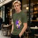 Olive T-Shirt With Cute Fantasy Bird Family Print