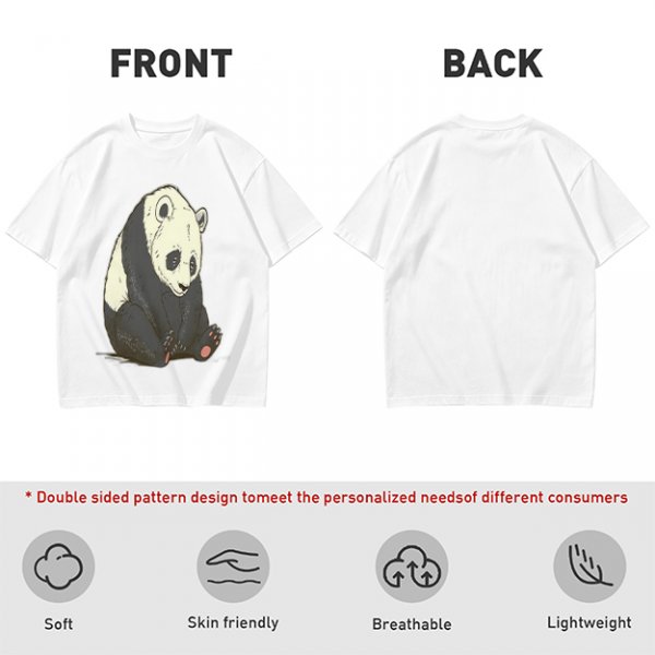 Olive T-shirt with Sad Sitting Panda Graphic Print