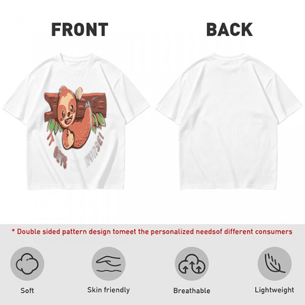 Olive T-Shirt with Cute Sloth 'It Gets Better' Graphic Print