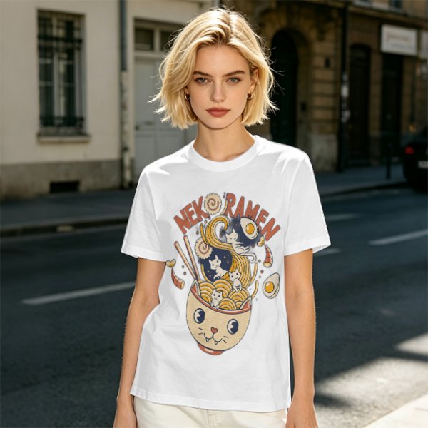 Neko Ramen Cat Bowl Graphic T-Shirt Design