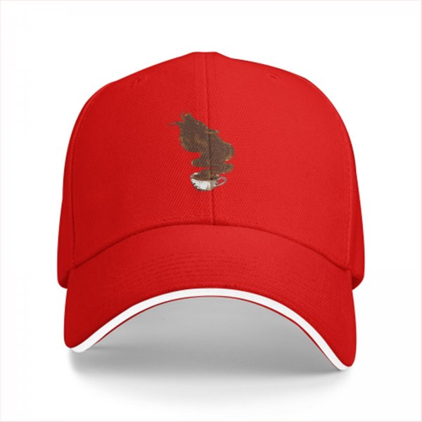 Black Baseball Cap With Coffee Steam Wolf Graphic Design