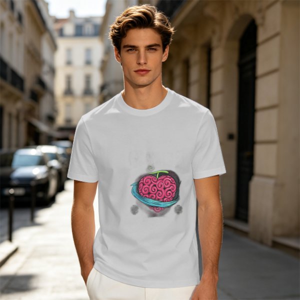 Olive T-Shirt With Swirled Heart Fruit Graphic Print
