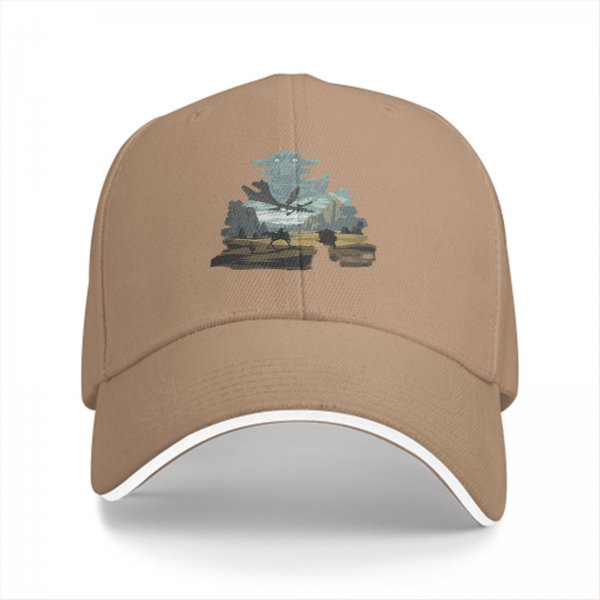 Black Baseball Cap With Fantasy Dragon Rider Landscape Art Print
