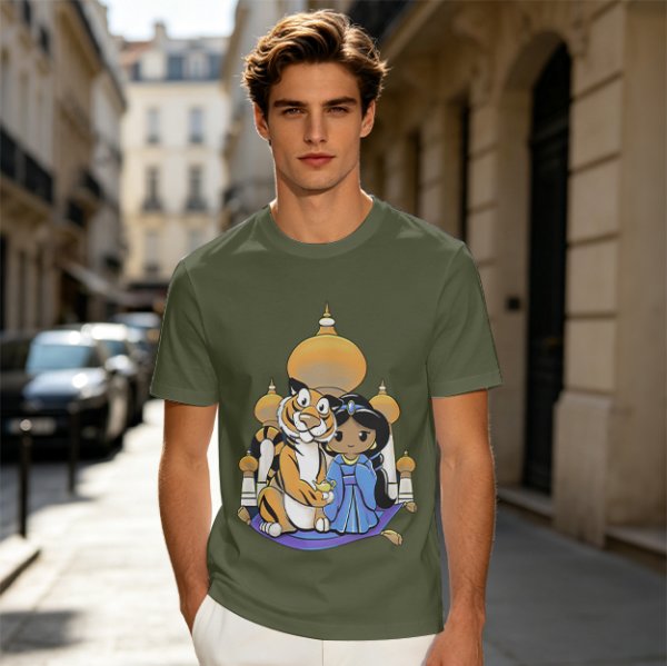 Disney Aladdin Princess Jasmine and Rajah Tiger Graphic T-Shirt