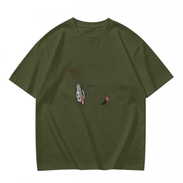 Olive Green Oversized T-Shirt With Minimal Graphic Print