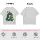 Olive Green T-Shirt With Christmas Totoro Decorating Tree Print
