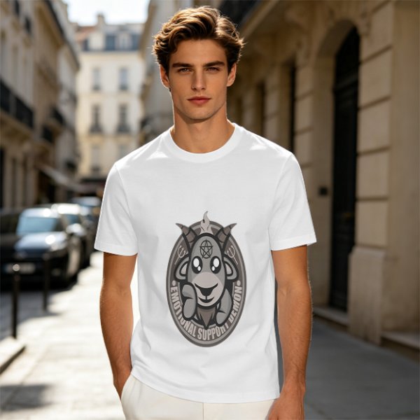 Olive T-Shirt With Cute Emotional Support Demon Goat Graphic