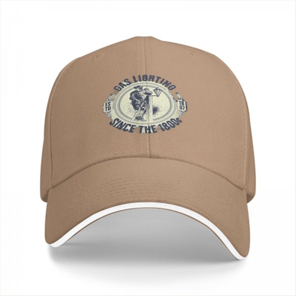 Black baseball cap with vintage Gas Lighting since 1800s graphic